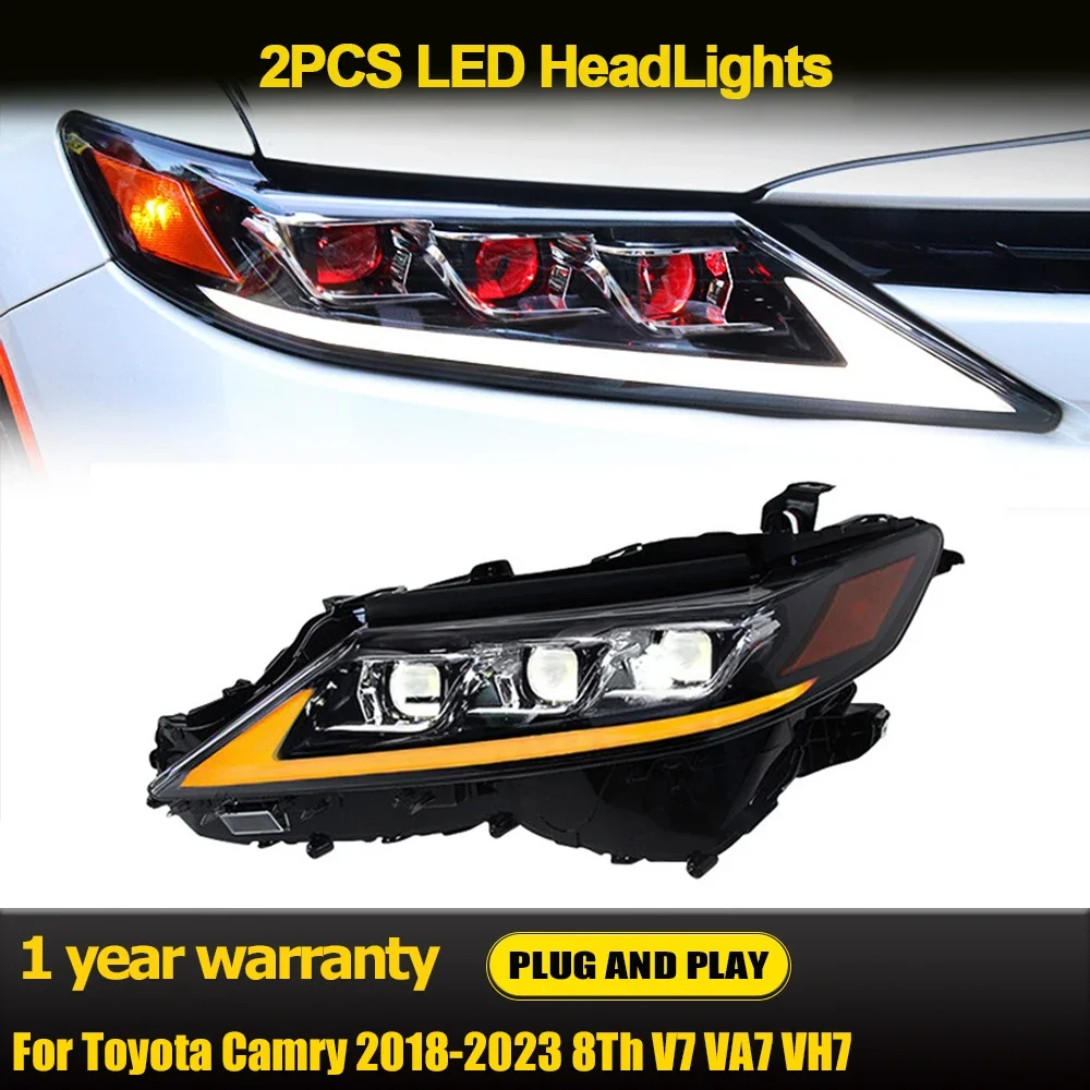 RGB Headlights For Toyota Camry 2018 2019 2020 2021 2022 2023 LED HeadLamp Assembly Projector Car Accessories Start-up Animation