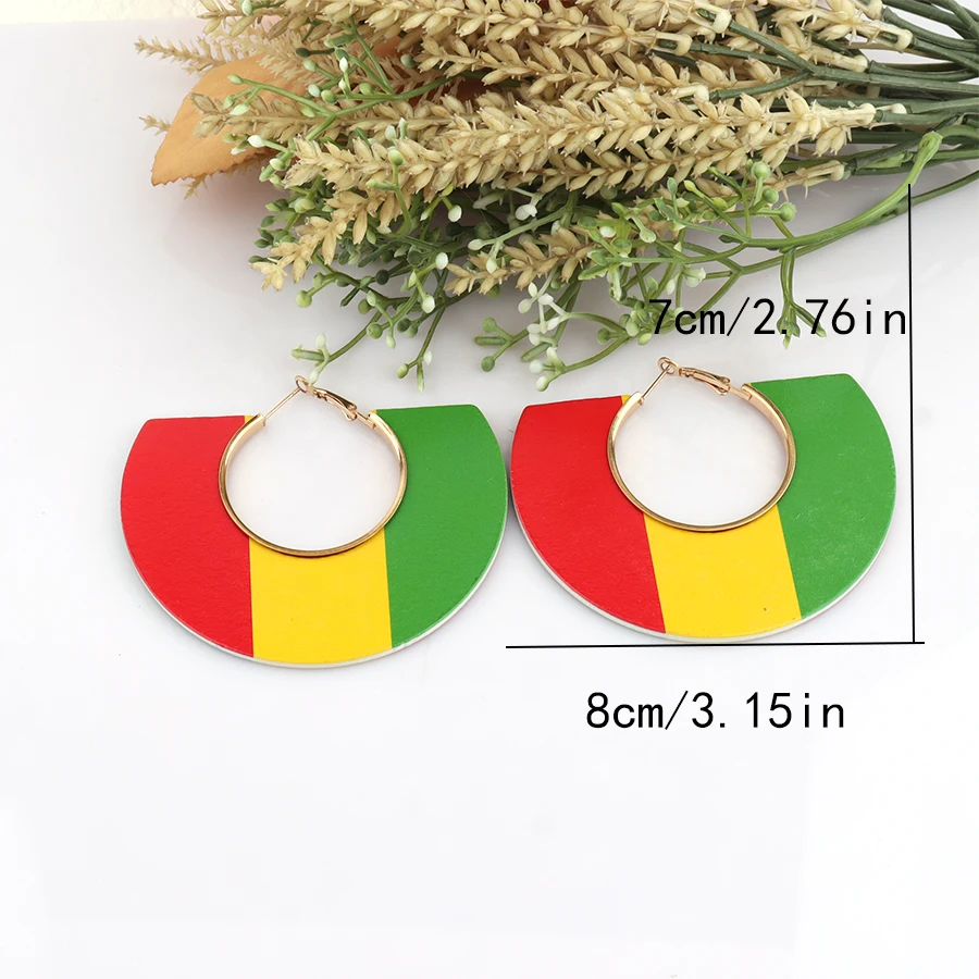 Newest Rasta Wooden Stud Earrings can mixed 2 designs