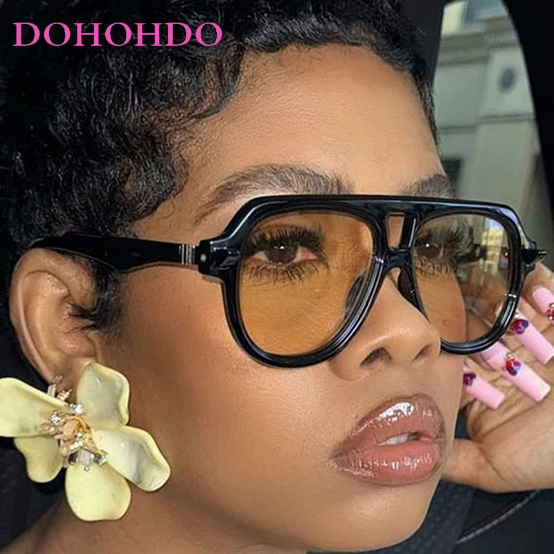 

Trendy Brand Designer Oversized Square Pilot Women Men Sunglasses Fashion Retro Eyeglasses Driving Travel Shades Female UV400