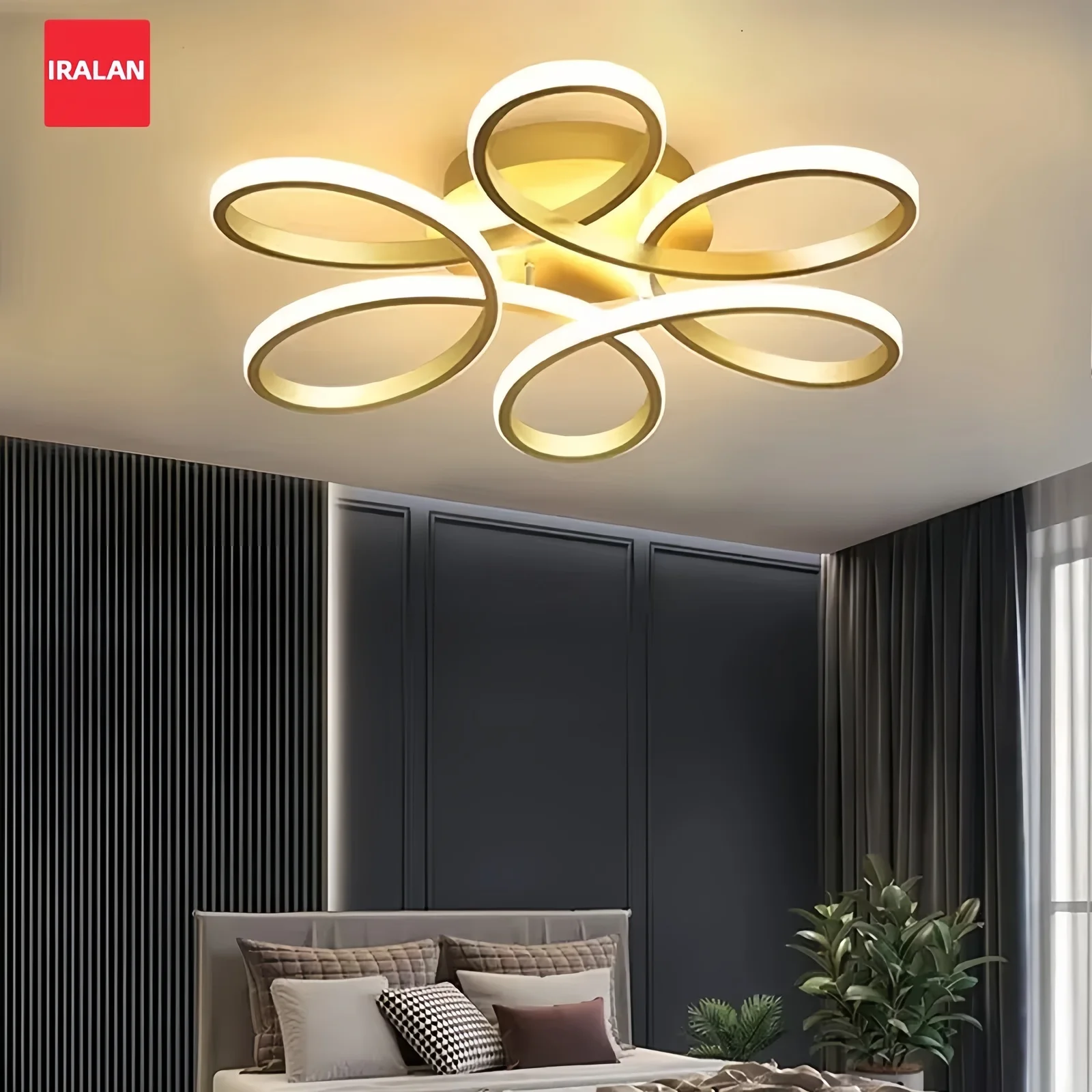 LED Aisle Ceiling Chandelier,60cm Nordic Ceiling Lamp,Modern Dimmer Lustre Pendant Light,Indoor Bedroom White Black Gold Lamps