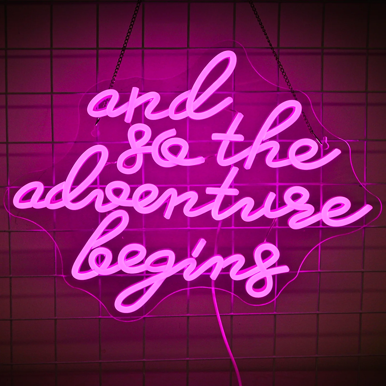 And So The Adventure Begins Neon Led Light Sign Wall Letter Art Lamp Dimmable Room Decoration For Home Birthday Party Club USB