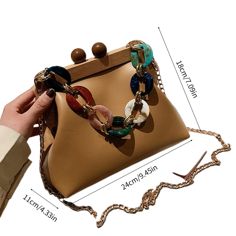 Trendy Mini Chain Crossbody Purse Fashionable Women Clip Clutch Bag Lightweight