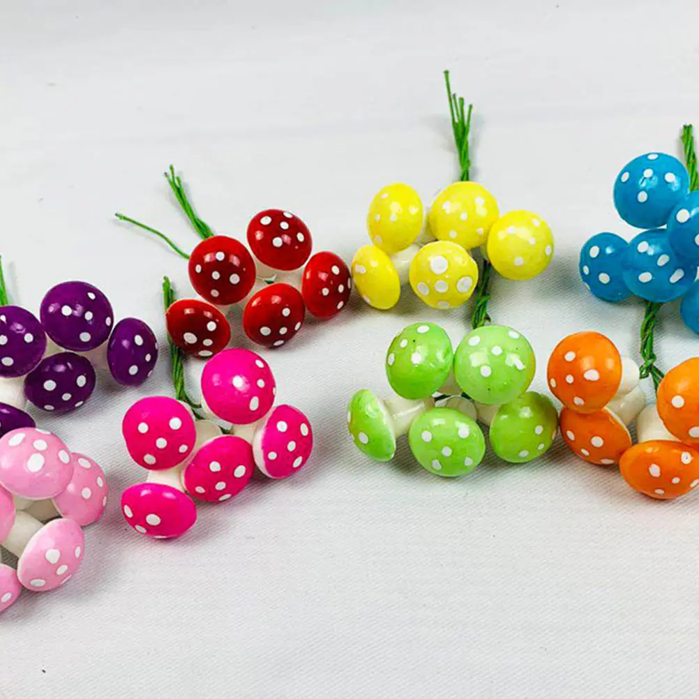 

50 Pcs Miniature Mushrooms Colorful Decorative Model for Fairy Garden Bonsai Photography Props Long Lasting Use Garden Supplies