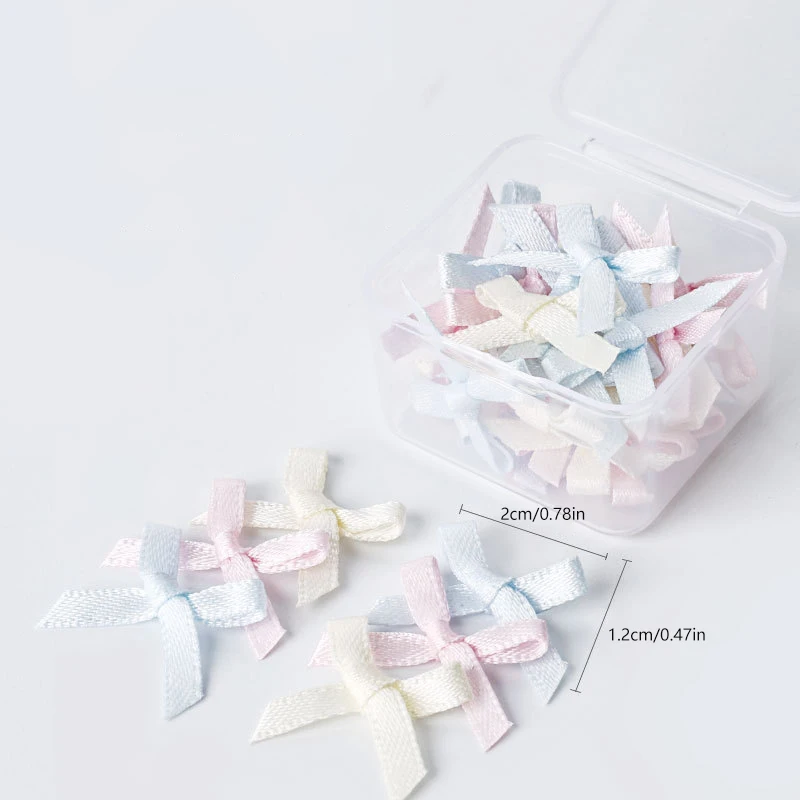 30pc 2cm Ribbons Mini Satin Ribbons Flowers Bows Ties Christmas Bowknot For DIY Craft Scrapbooking Embellishment Accessories