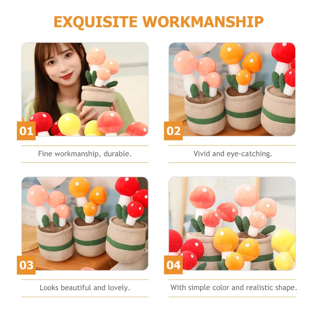Miniature Potted Mushroom Ornament Premium Artificial Decorative Plant for Mini House Home Desktop Tabletop Decoration Lifelike