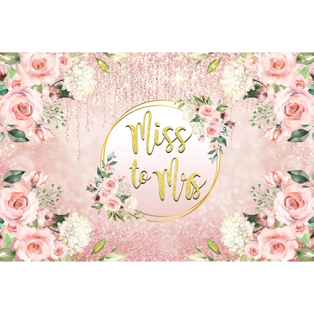 Mr & Mrs Bridal Shower Photography Backdrop Flower Wedding Miss to Mrs Bride to Be Engagement Ceremony Party Photo Background