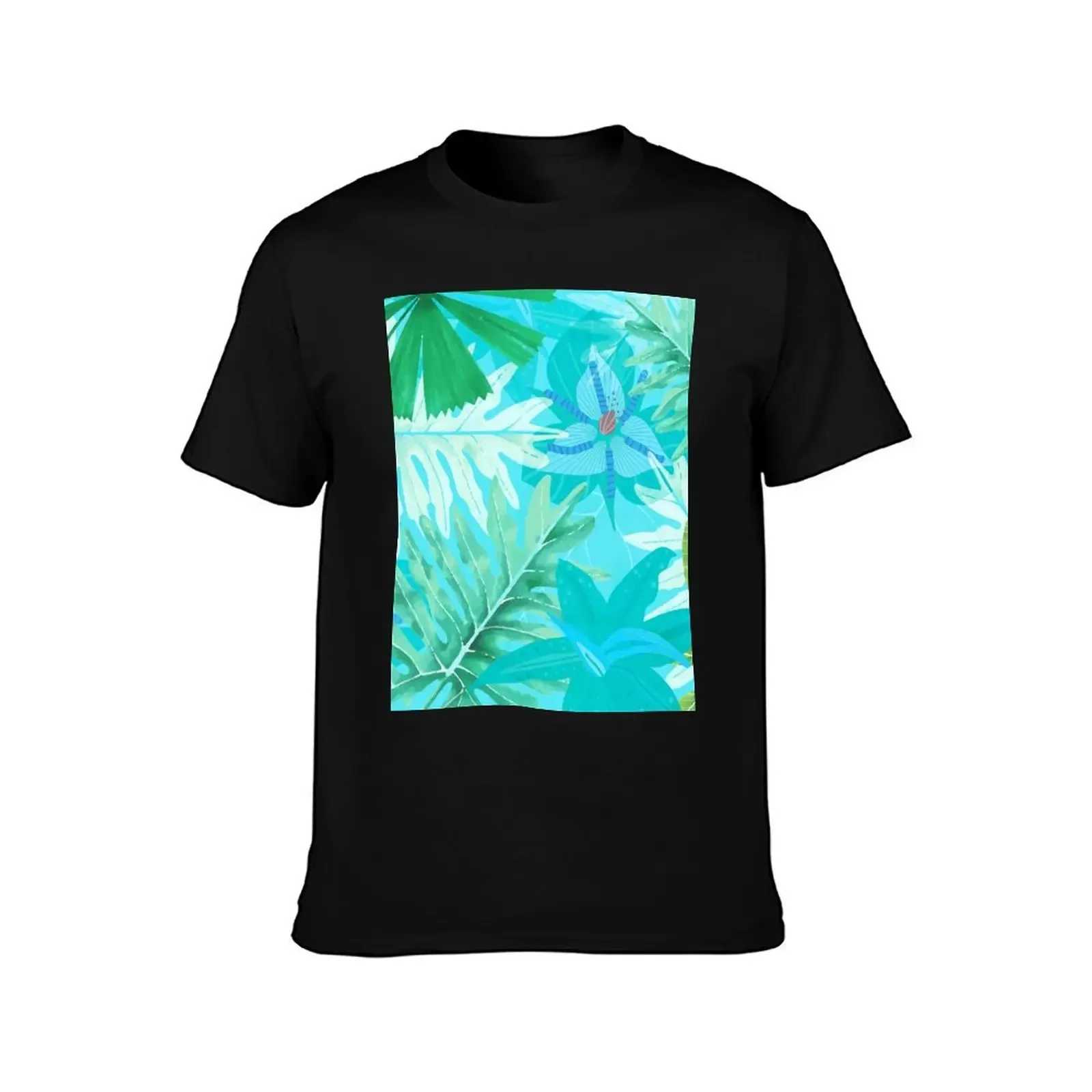 Abstract teal Aloha Tropical Foliage Botanical Garden Pattern T-Shirt man clothes street wear clothes for men