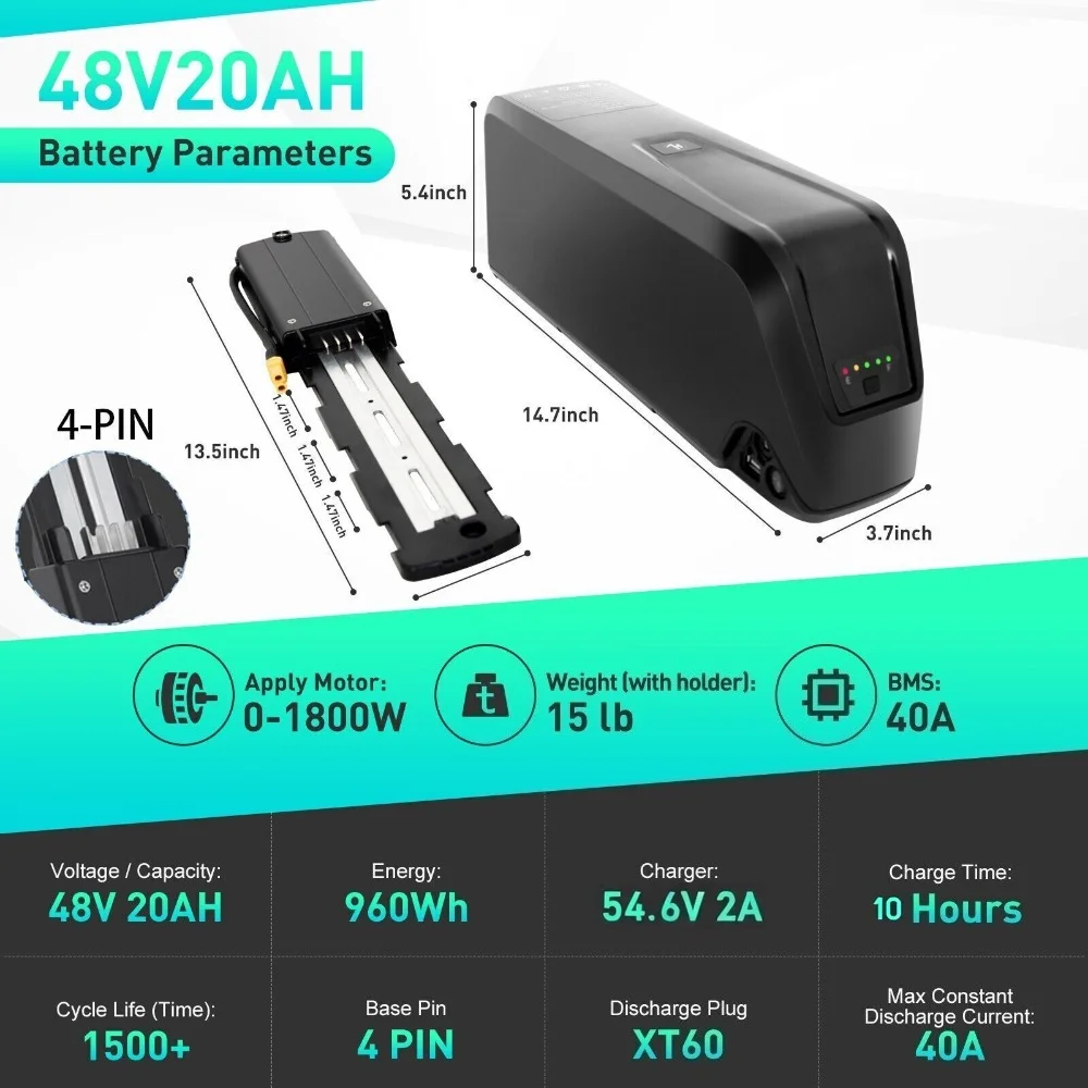 52V Hailong Battery 4-Pins / 5-Pins 48V 36V 10Ah 15Ah 20Ah for Bafang BBS02 BBS03 BBSHD Motor Hailong Battery 36V Hailong 1 48V