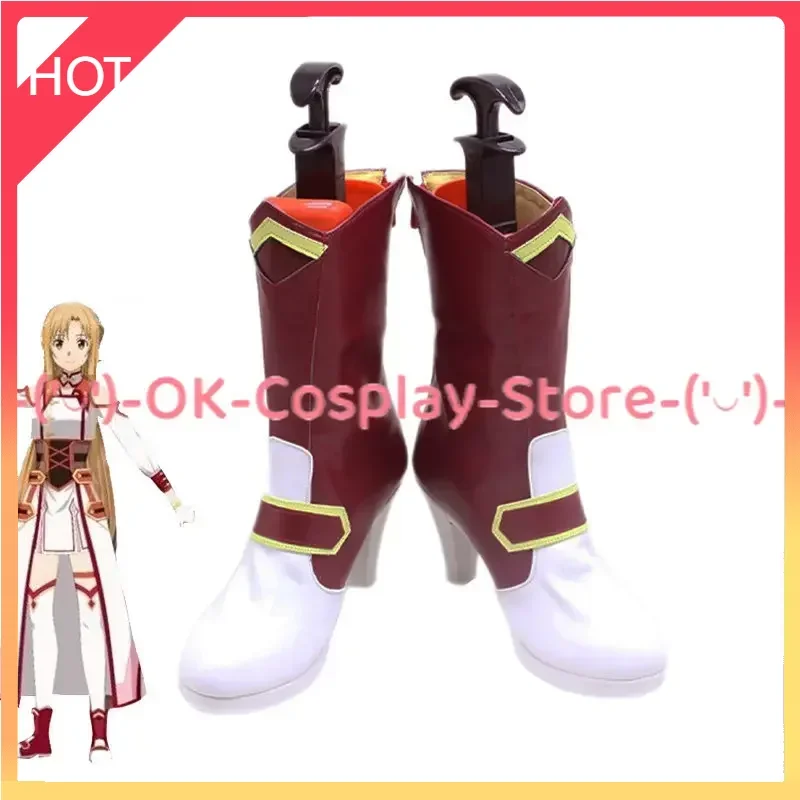 

[Custom Made] Yuki Asuna Cosplay Shoes Game Sword Art Online PU Leather Shoes Halloween Carnival Boots Cosplay Prop