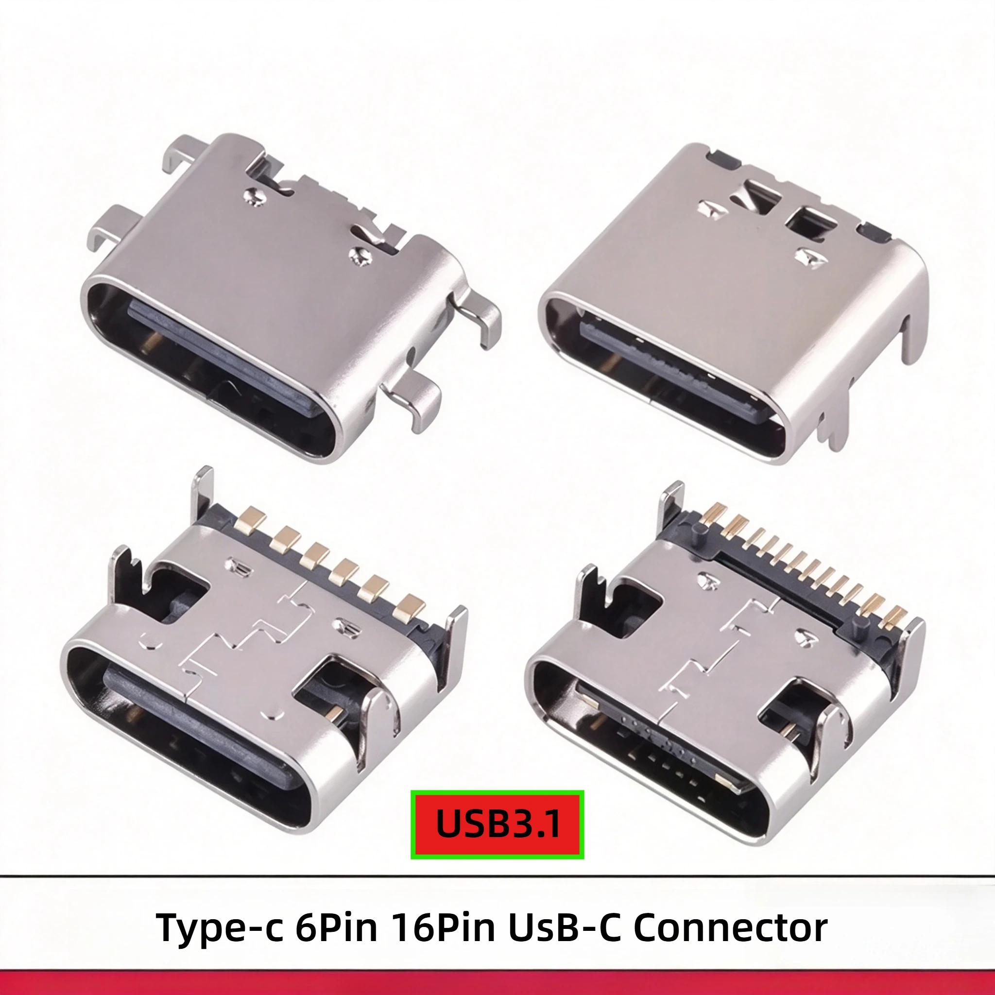 10/20/50PCS Type-c 6Pin 16Pin USB-C Connector Female Jack Charging Port Data Transmission SMD USB 3.1 Socket SMT PCB Soldering