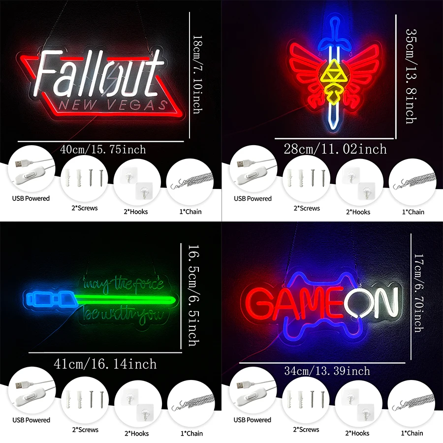 게임 시리즈 네온 사인, 만화 아이콘 수제, USB 전원, 방, 클럽, 게임 룸, 사무실, 남자 동굴 예술 장식에 사용됩니다.