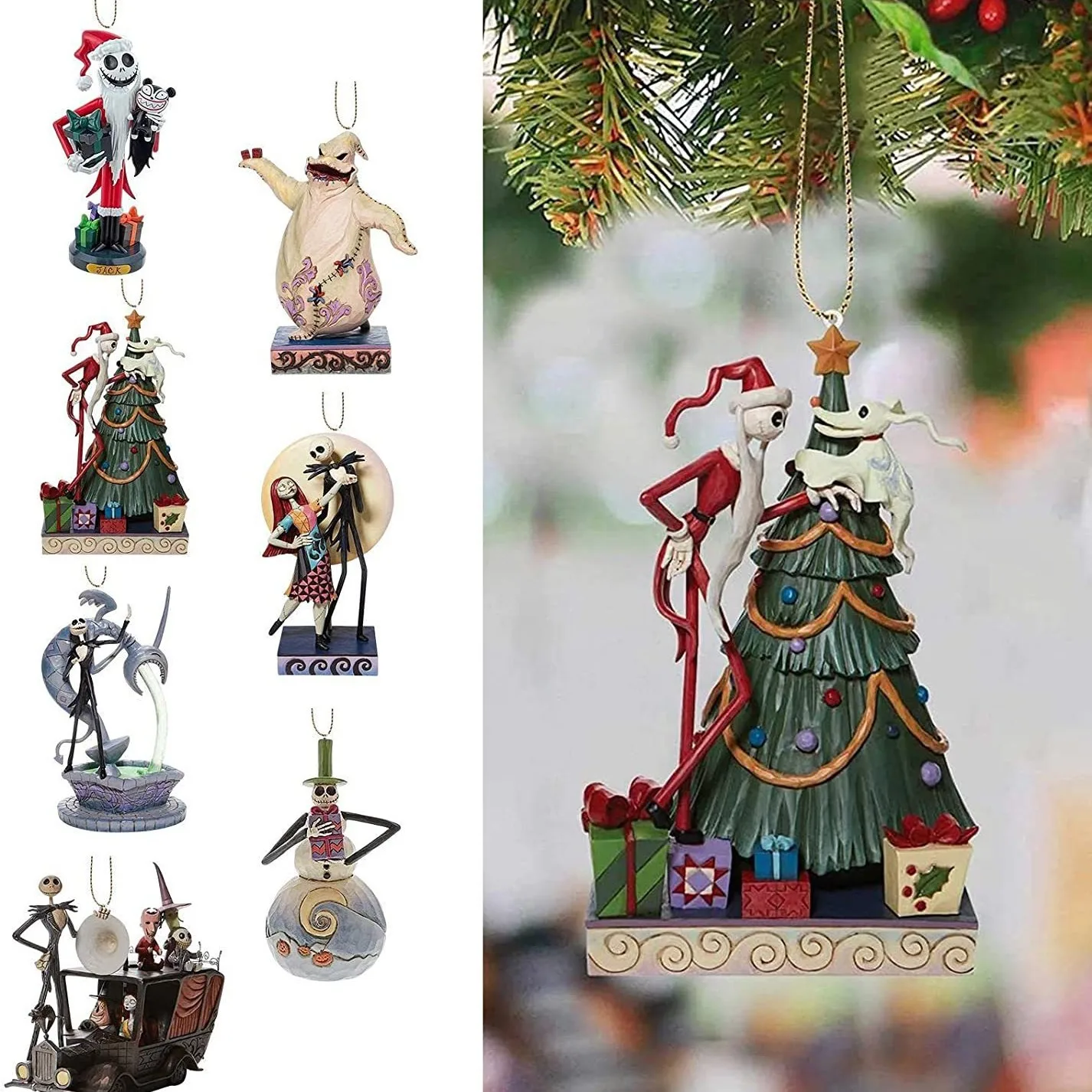 Disney Cartoon Christmas Tree Ornament Acrylic Plane Pendant The Nightmare Before Christmas Anime Figures Jack Sally Decor Toys