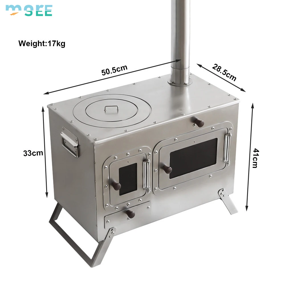 

SeeMore Selection Stainless Steel Folding Wood Stove For Outdoor Heating Cooking Ice Fishing Hunting Hot Tent Camping