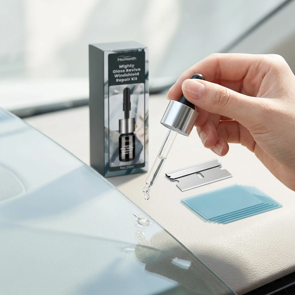 Homonth Windshield Repair Kit Restores Glass Crack Removes Windscreen Scratch Curing Speed Fast Waterproof Car Window Fill Glue