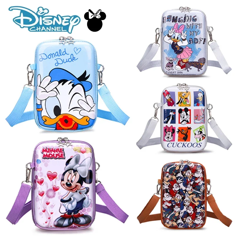 Disney Mickey Minnie Mouse Crossbody Bag Phone Pouch Cartoon Sweet Kids Messenger Bags Coin Purse Earphone Key Storage Wallet