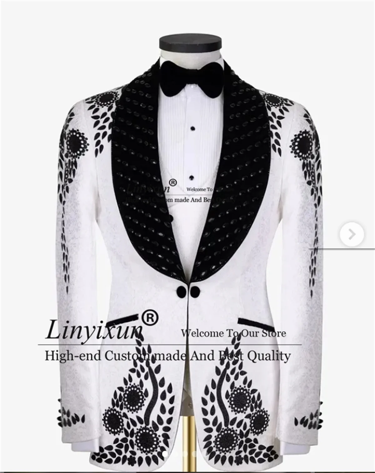 

Sparkly Beaded Diamond Men Suits 3 Pieces Sets Wedding Groom Tuxedo Slim Fit Jacquard Male Prom Blazer Customized Costume Homme