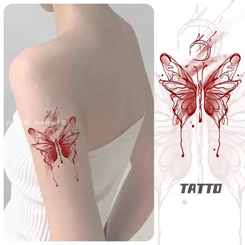 Pegatina de tatuaje de mariposa de dibujos animados para mujer, tatuaje falso impermeable, tatuajes temporales de arte Sexy, pegatina de tatuaje duradera para brazo y muñeca