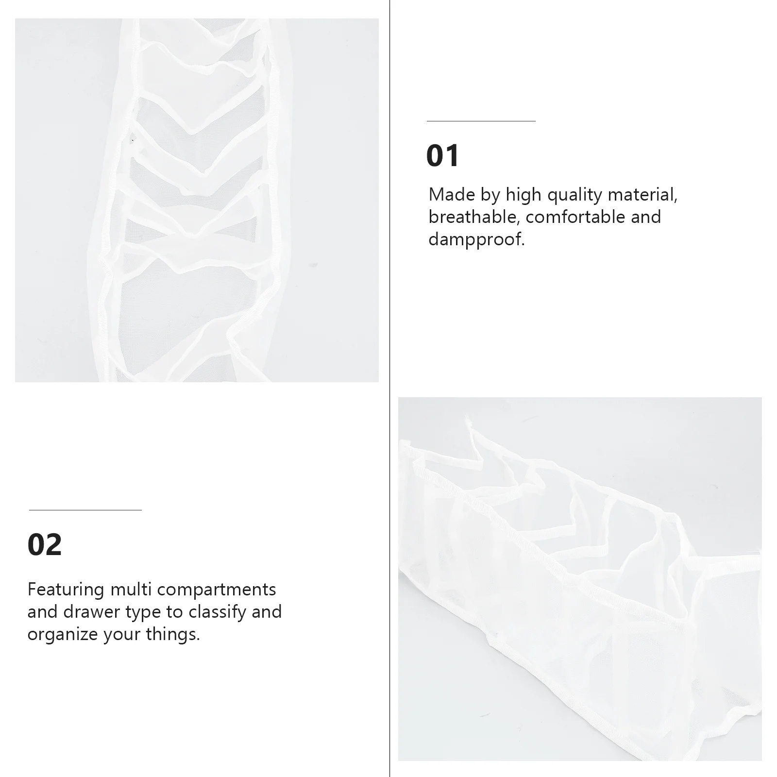 

1Pcs Underwear Organizer Box Nylon Multi-Grid Storage Container for Socks Bra Underwear Drawer Storage Organizer