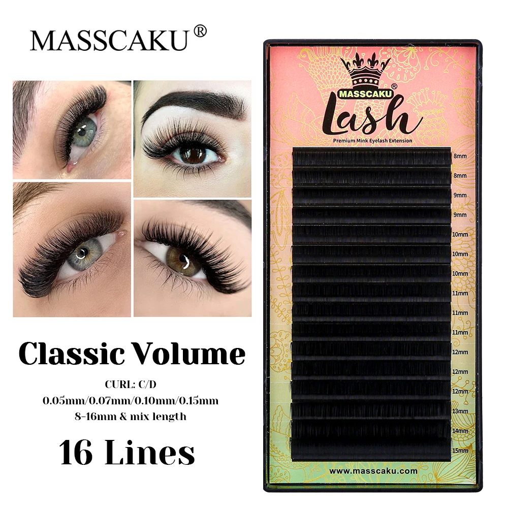 

High Quality MASSCAKU Fast Grafting Cashmere Regular Eyelash Individual Premium Velvet Fiber Classic Volume Lash for Makeup Use