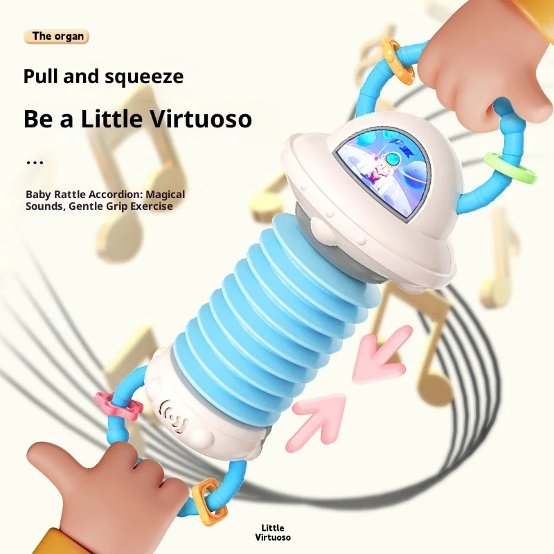 Baby-Simulations-Akkordeon-Instrument, Montessori-Kinderspielzeug, beruhigende frühpädagogische Handgeige Geige für Kleinkinder