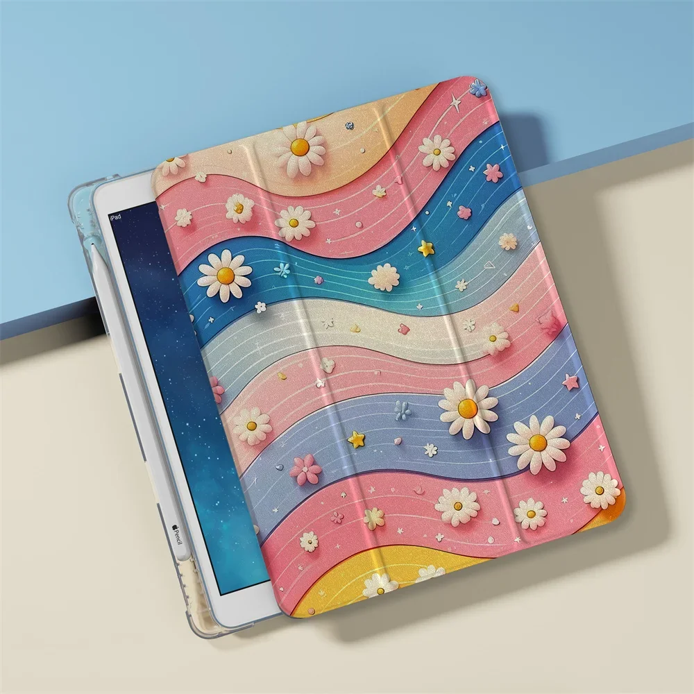 

Color painting Flower Case For iPad Air 2024 Pro 11 inch iPad Air 5/4 10.9 10th 5/6/7/8 10.2 9.7 inch Air3 10.5 mini 6/5/4 Cover