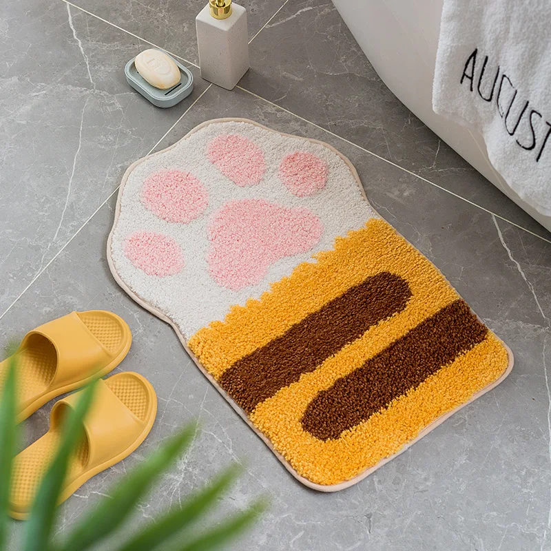 Bath Rug Long Cat Claw Flocking Home Bathroom Non Slip Mat Entry Home Bedroom Floor Mat Water Absorbing Foot Mat