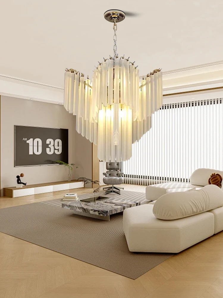 French Luxury White Crystal Glass Chandelier Elegant Advanced Customization Hanging Lamp for Living Room Villa Duplex Lamparas