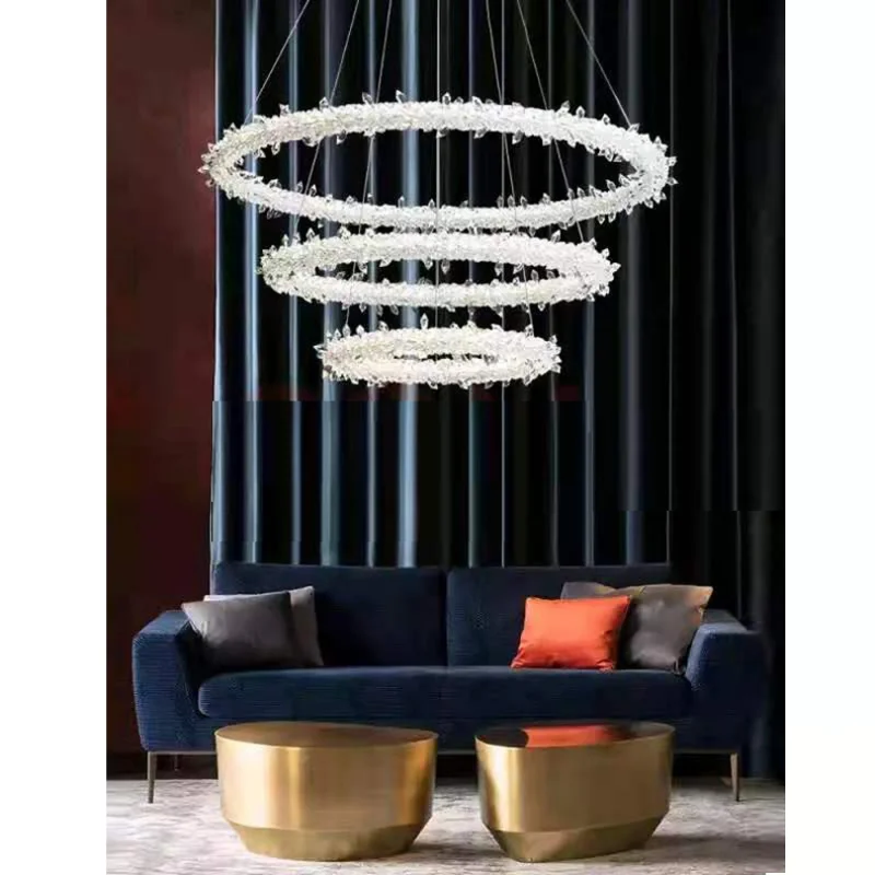 French Light Luxury Lamp Modern Simple Living Room Dining Room Bedroom Lighting Net Red Ring Lamp Crystal Lamp