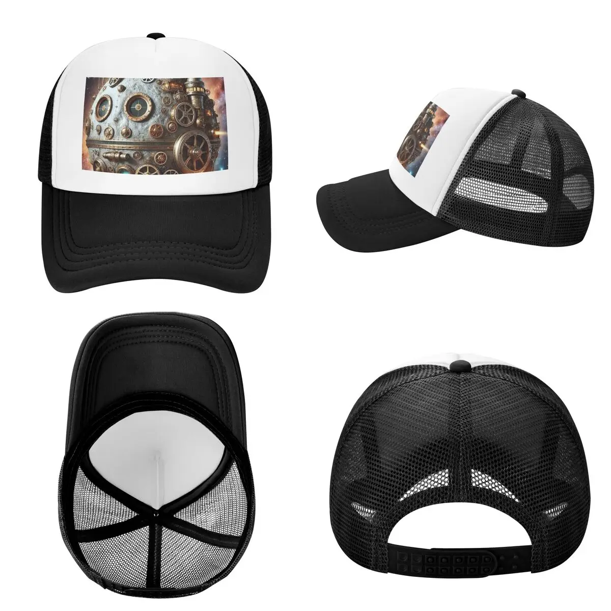 Steampunk Moon In Space Cap Fashion Mesh Baseball Caps Adjustable Hat Hip Hop Summer Unisex Baseball Hats