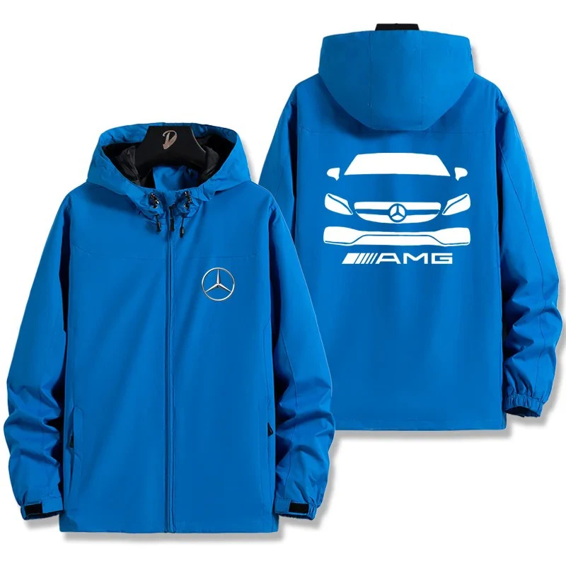 سترة رجالية للربيع والخريف بلون سادة مقاومة للرياح ومقاومة للماء للمشي لمسافات طويلة بطبقة واحدة سترة واقية من الرياح