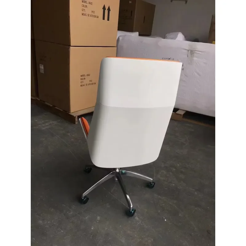 Modern Orange Nail Salon Chair Leather Seat Office Chair Durable Design for Manicure Station Long Lasting Use