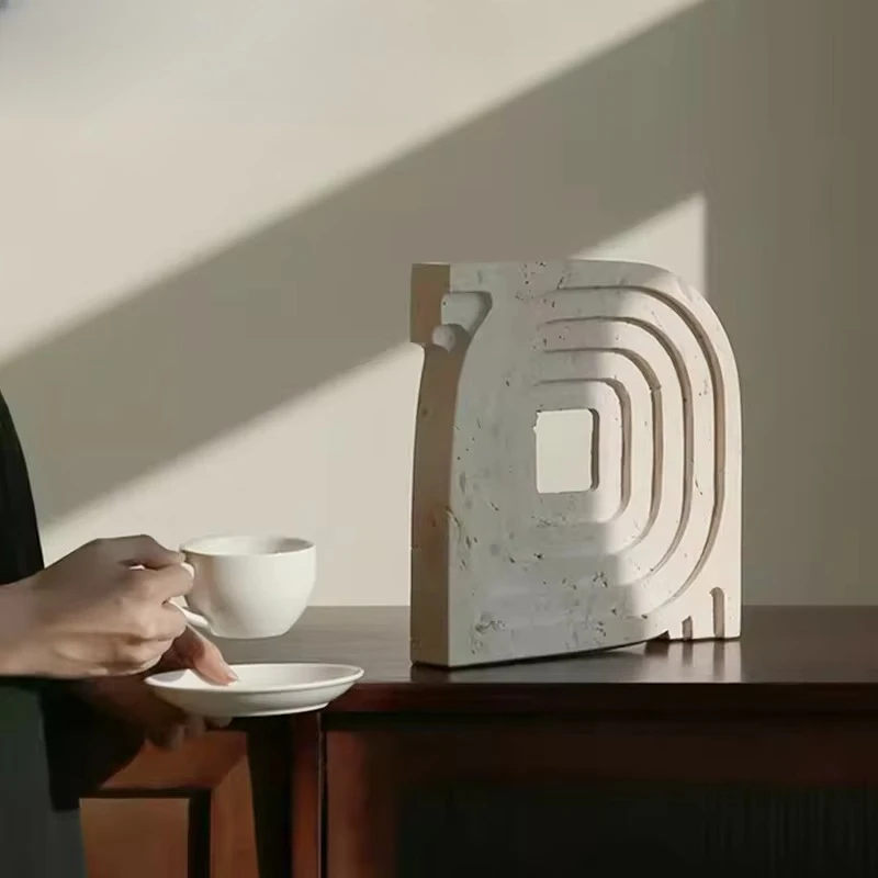 

Nordic design art deco furniture, white minimalist marble frame, living room tabletop ornament