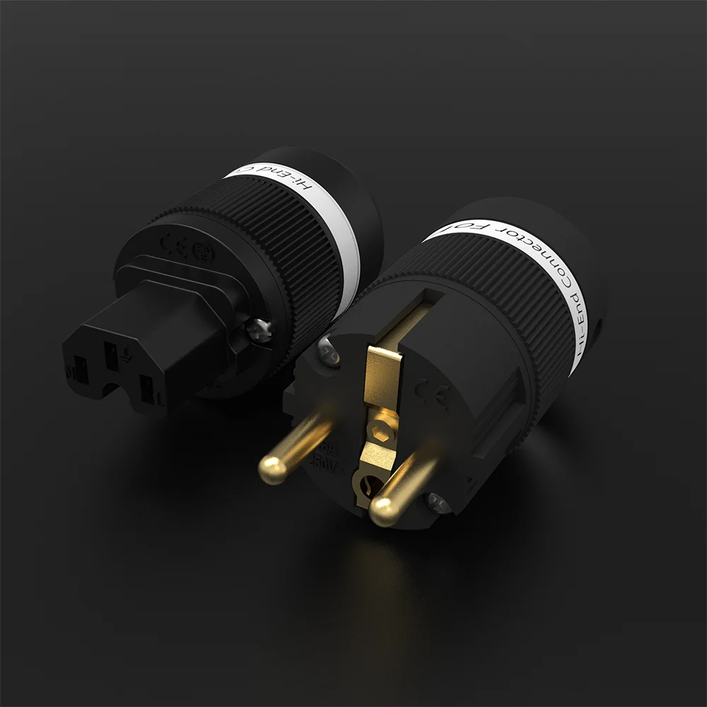 Monosaudio E100G/F100G Hifi Pure Copper Schuko Power Cord Cable Plug IEC C15 Female Connector High Quality EU Power Plug Adapter