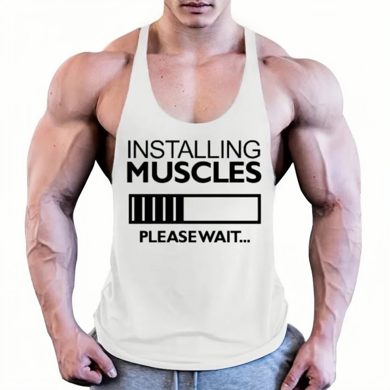 

Men's Gym Stringer Vest - Fitness Bodybuilding Exercise Sleeveless Shirt, Breathable Quick - Dry Top for Running & Workout