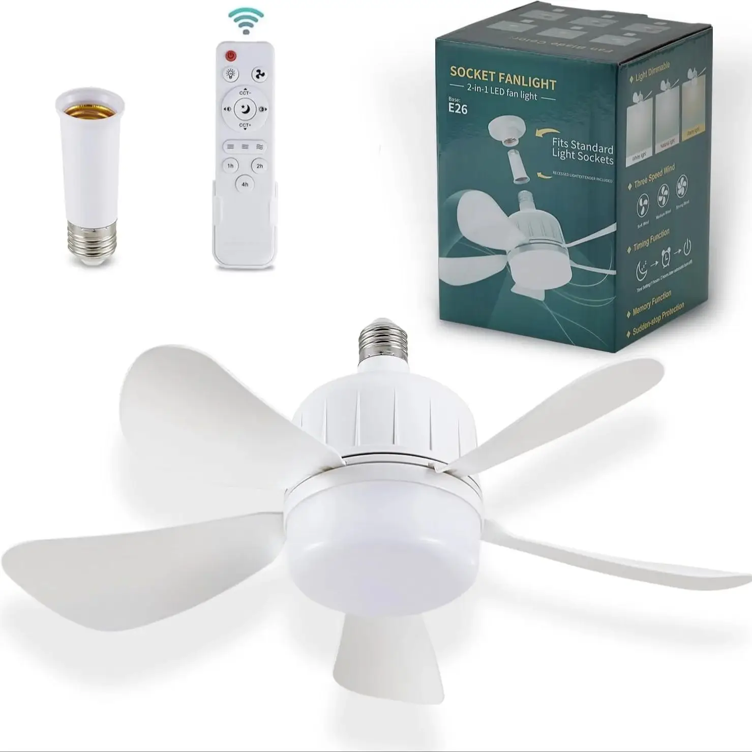

Ceiling Fans with Light -Light Bulbfan with Remote Dimmable For Living Room Bedroom Small Rooms black ceiling fan