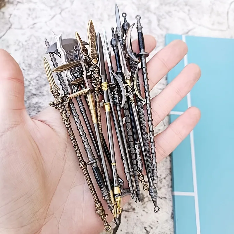14 Stück alte Mini-Katana-Fake-Schwert-Modell-Dekorationen mit Geschenkbox, Anime-Spiel-Enthusiasten, Sammlerstücke, Geschenk für Zuhause und Büro