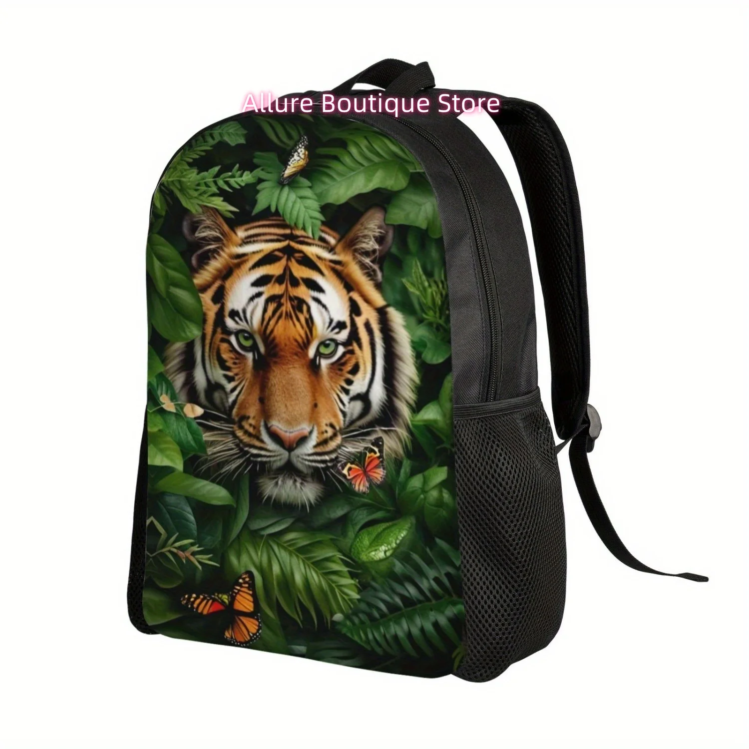 Tiger Print Backpack For Men And Women, Laptop Tablet Travel Shoulder Bag, Leisure Backpack