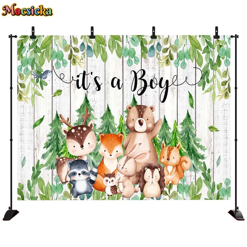 MOCSICKA حيوانات الغابة الوليد التصوير خلفيات سفاري استحمام الطفل الديكور 2023 خلفية حفلة تخصيص الاستوديو