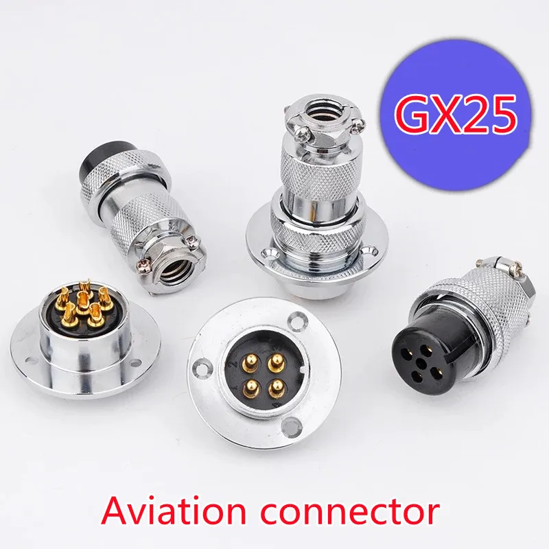 1 Set of M25 DF25 GX25 Three Eye Disc Flange Installation Cable Male Female Socket Aviation Connector plug 2/3/4/5/6/7/8 Pin