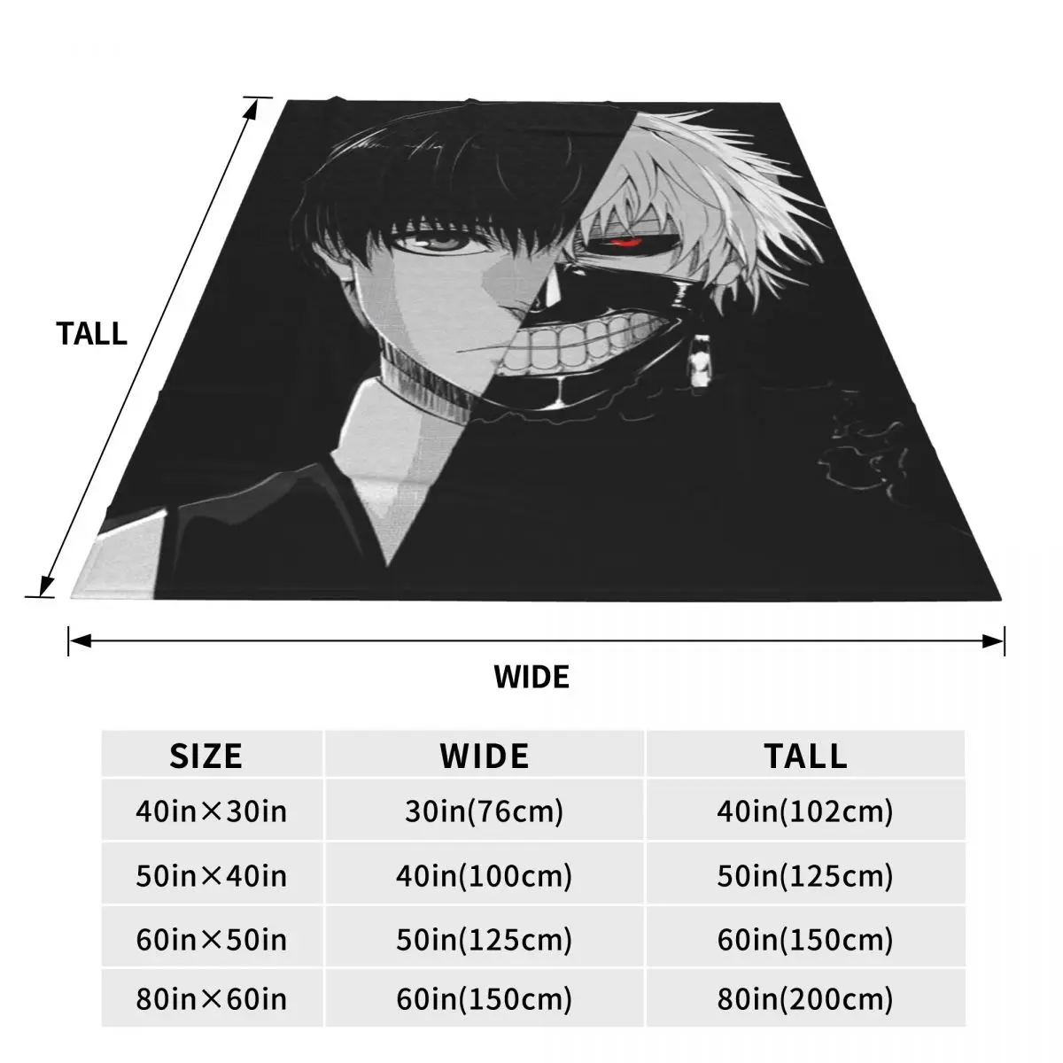Tokyo Ghoul Anime (1) Blanket Flannel Sofa Throw Blanket Multi-function for Home Bedroom Travel Throws Bedspread Quilt