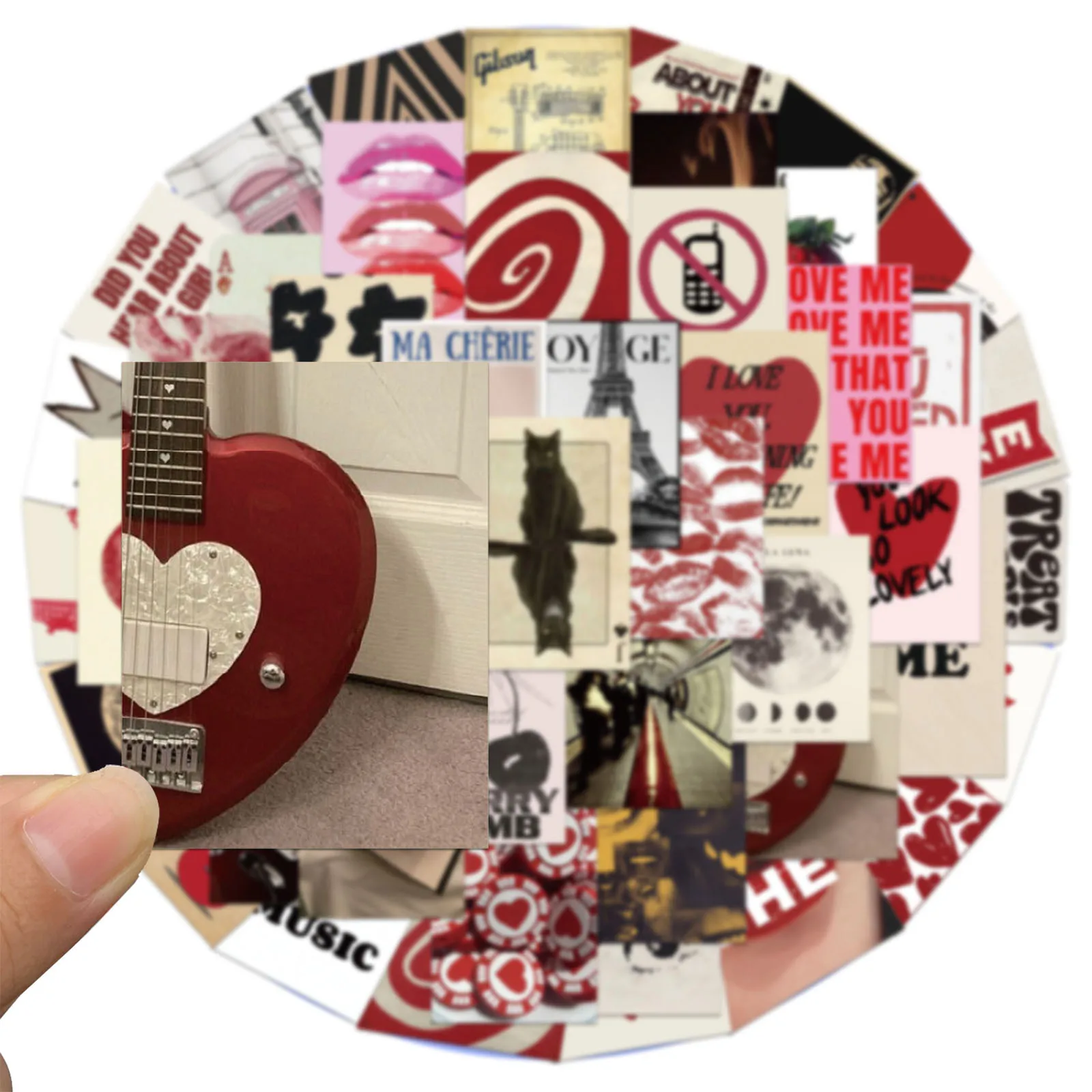 50 Uds. De pegatinas de grafiti Y2K de estética Retro con corazón romántico para niña, pegatina impermeable para teléfono, guitarra, portátil, maleta, juguete para niños