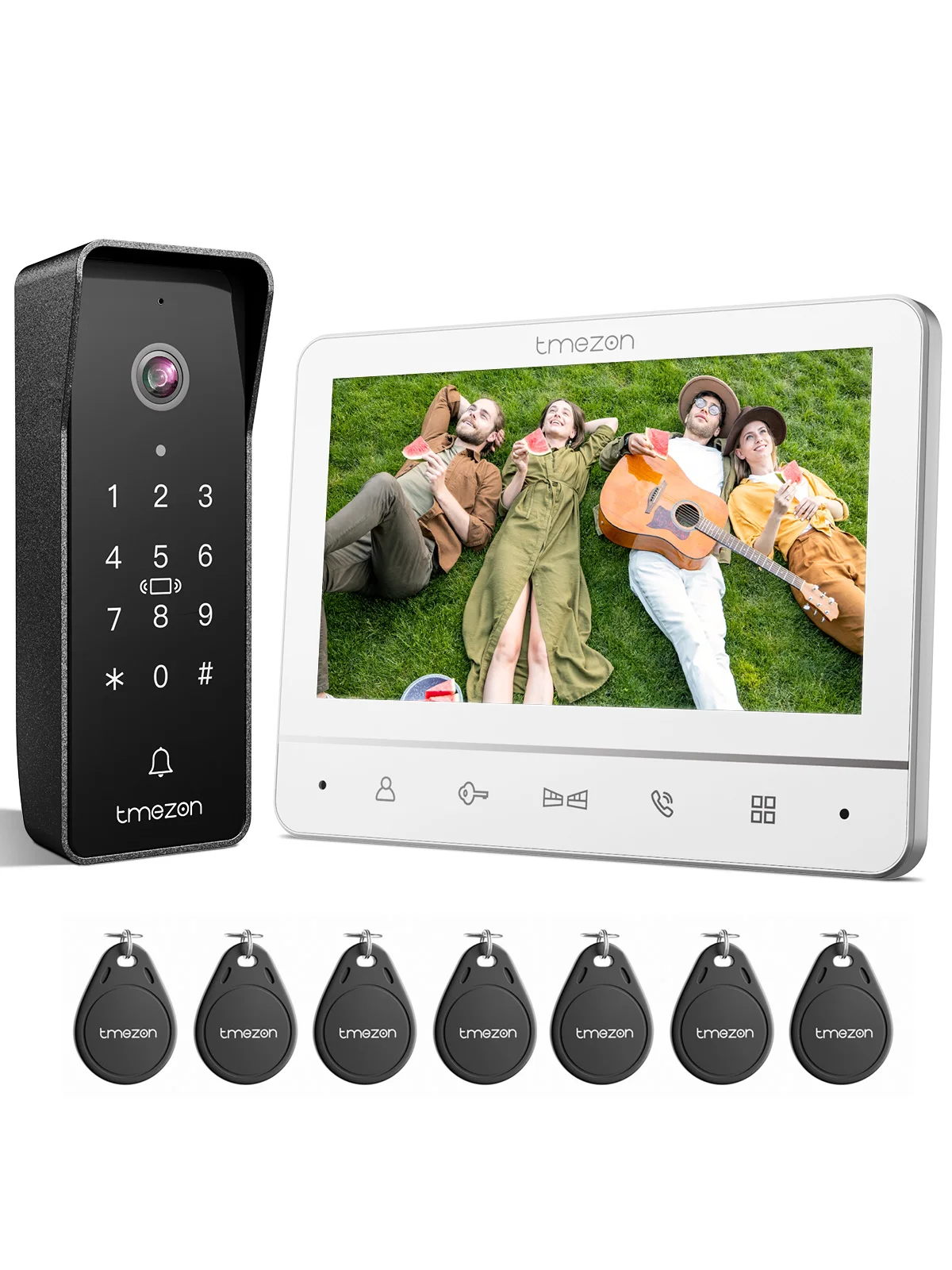 TMEZON Home Intercom System Kabellose WLAN Smart IP Video-Türklingel 1080P 7 Zoll mit 1x1080P Kabelgebundener Türklingel Tuya App