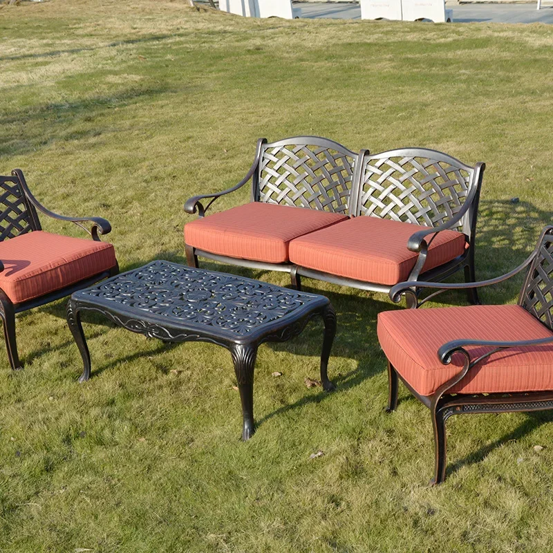 Outdoor cast aluminum sofa, villa garden courtyard metal chair