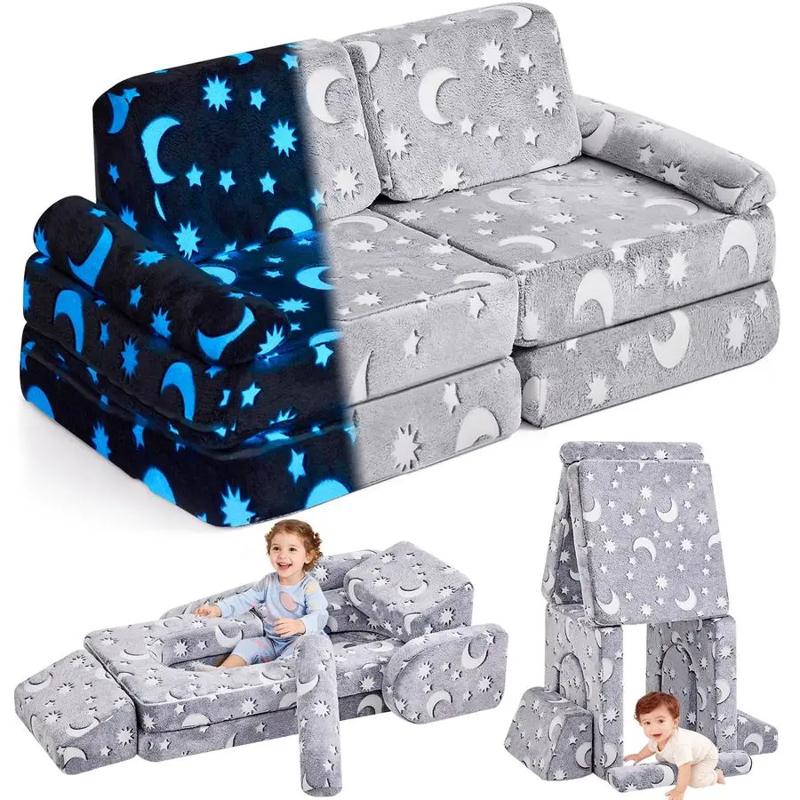 

Modular Kids Play Couch,Toddler Couch Kids Sofa,Child Sectional Sofa,Bedroom and Playroom Furniture for Toddlers,Convertible Fo