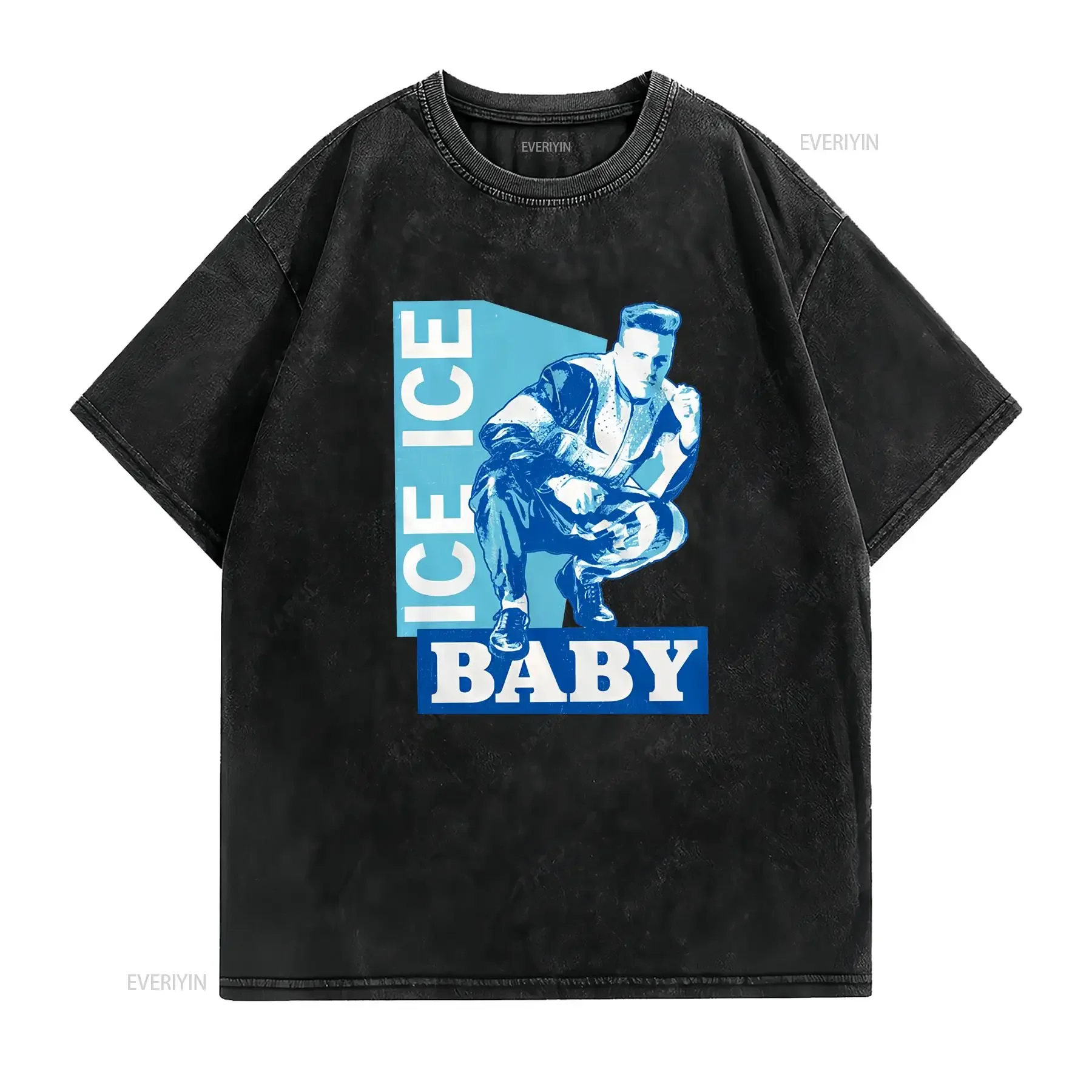 Vanilla Ice Baby Mens T Shirt Cold Blue Rap Hip Hop Single vintage Washed streetwear Comfortable graphic Stylish Casual