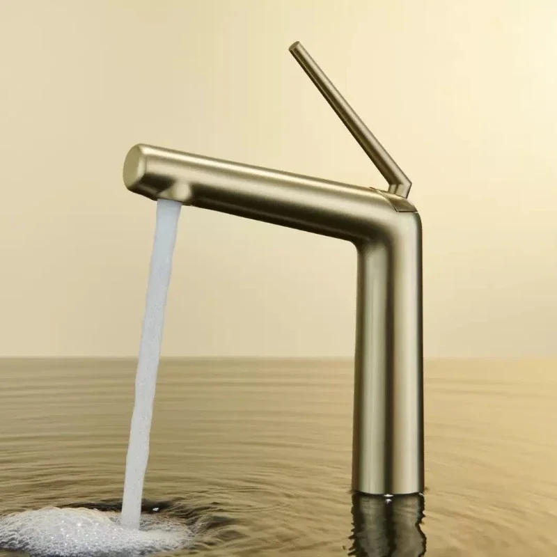Brass Slim Waist Art Bath Faucet - Hot/Cld, Fits Countertop/Undermount Sinks | Hi-Pressure, Leak-Proof, Easy Inst