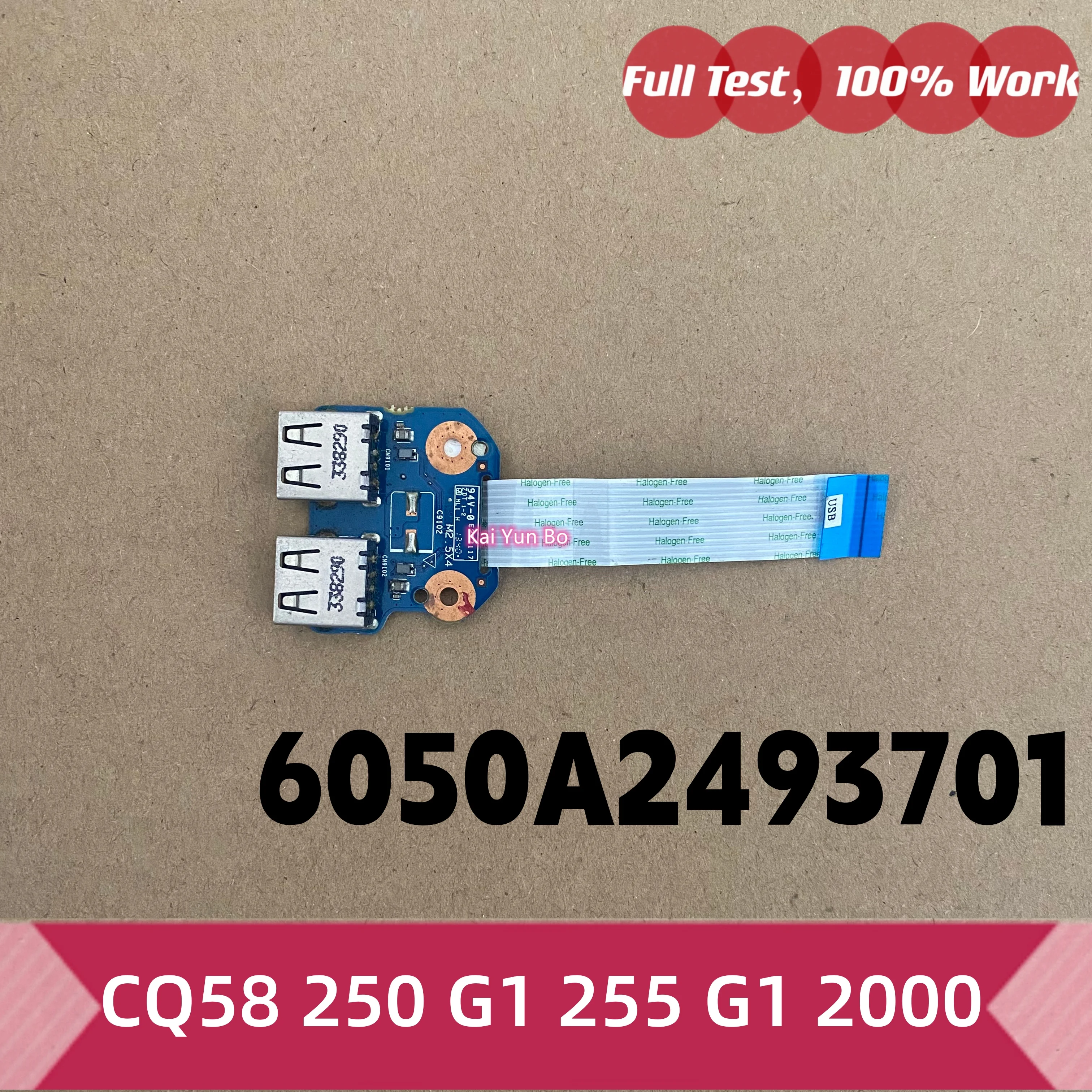 Placa de Puerto USB Dual con Cable para Portátil Kai Yun Bo para HP Compaq Presario CQ58 250 G1 255 G1 2000, 6050A2493701