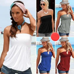 Summer T-shirt Women Fashion Sexy Off Shoulder Shirts Strapless Short Sleeve Beach Tops Tee Feminine