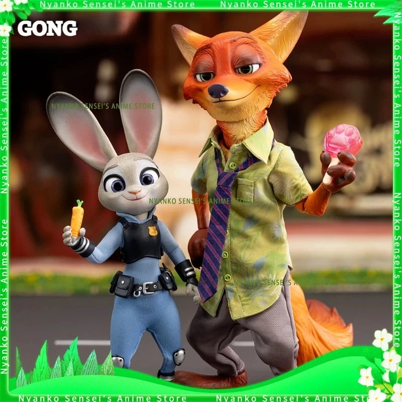 Оригинальный набор GONG Zootopia: фигурки Джуди и Ника, аниме-модели, модные игрушки, настольный подарок, коллекционные куклы, в наличии