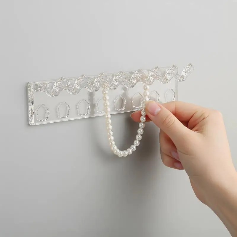 Earring Necklace Organizer 3Pcs Flower Acrylic Wall Holder for Bedroom Jewelry Storage Solution